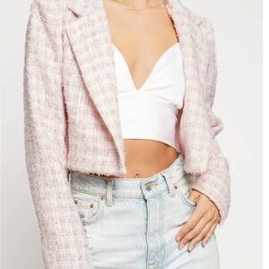 Know One Cares Chic Pink Tweed Women's Jacket